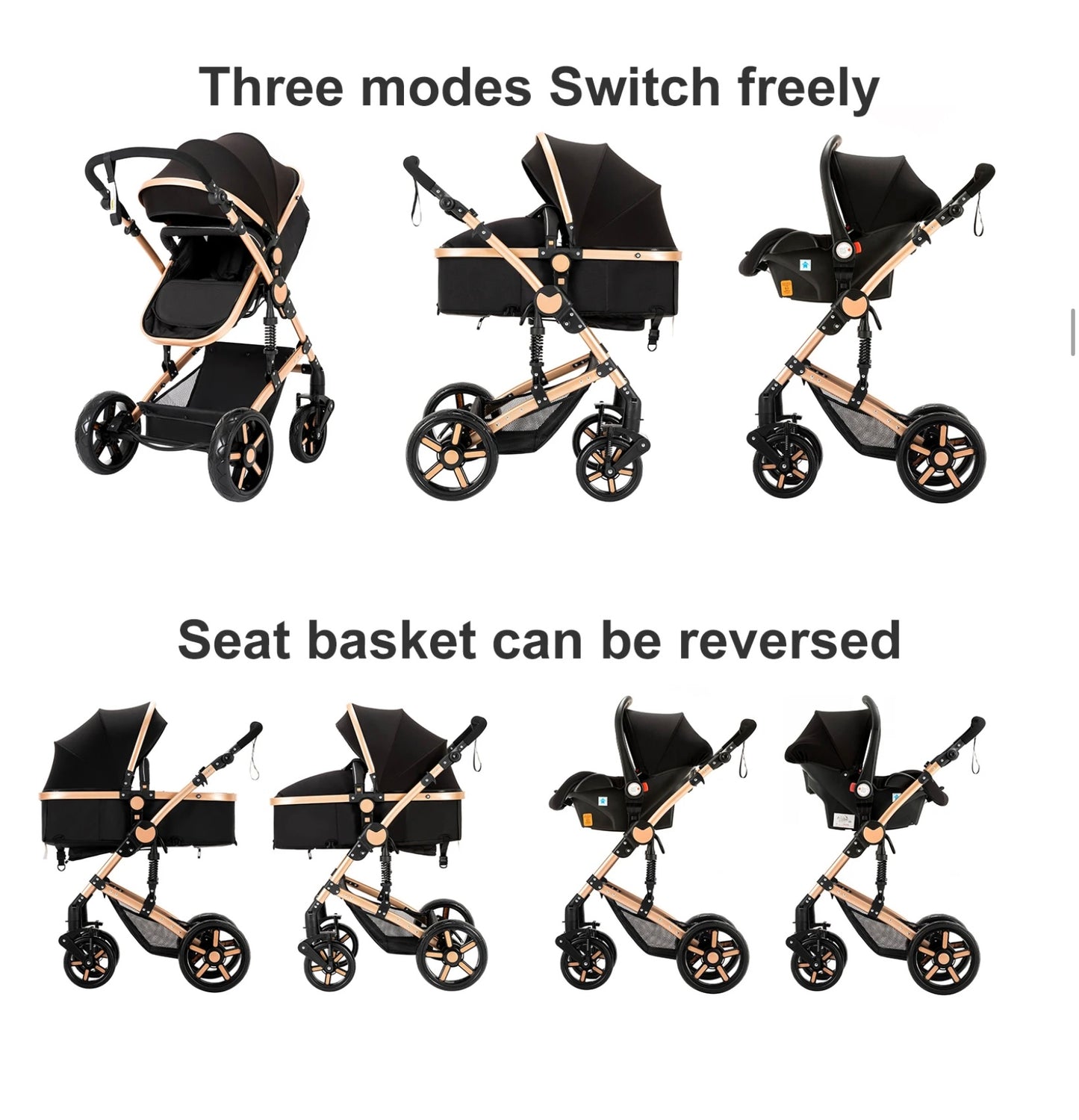 3 in 1 Baby Stroller ( 2 Colors )